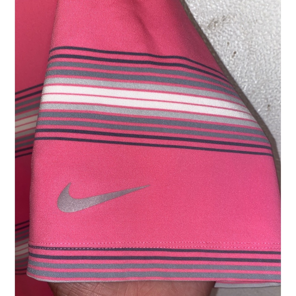 Nike Golf‎ Tour Performance Pink & White Striped Dri-Fit Polo Shirt Size Large - Picture 3 of 8